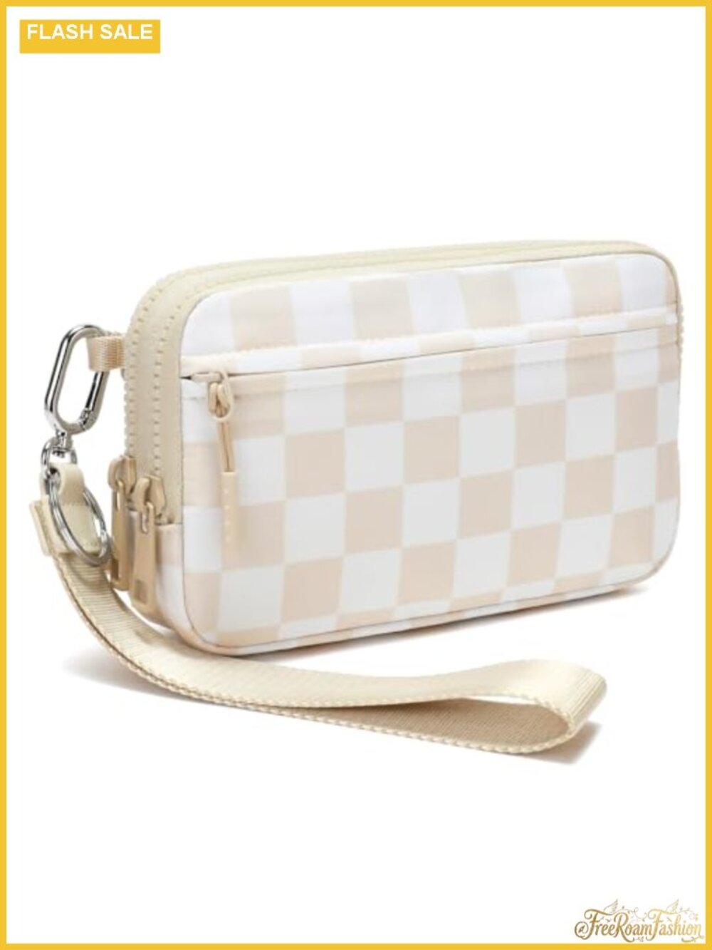 RFID Wristlet Wallet Crossbody Bag 4 Zippers Nylon Adjustable Strap